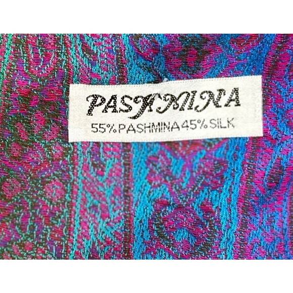 Pashmina Rainbow Paisley Oversized Scarf Wrap Shawl 6' x 27" - Picture 2 of 4